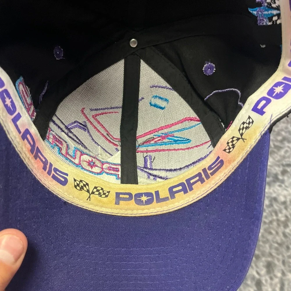 Vintage Team Polaris Racing Hat‎ Snap Back Black Purple Embroidered 90s
